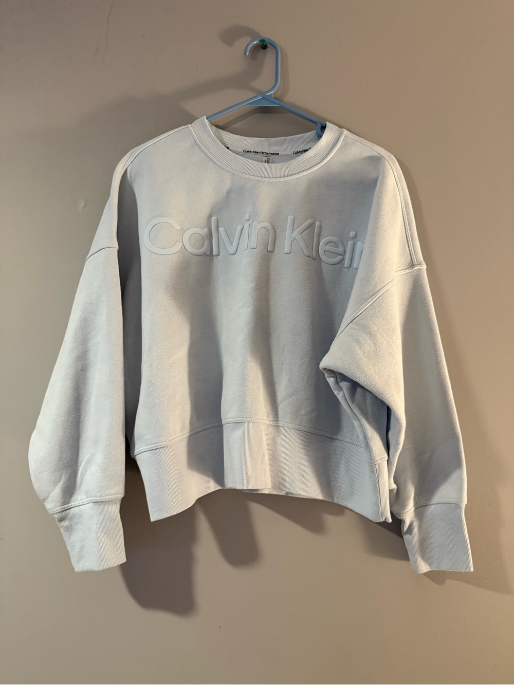 Calvin Klein Pale Gray Embossed Logo Crewneck Sweatshirt